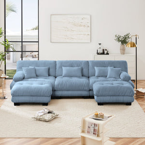 English Elm Luxury Modular Sectional Sofa - Oversized U-Shaped Cloud Couch With Ottomans For Stylish Living Rooms W714S01084