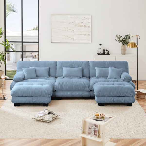 English Elm Luxury Modular Sectional Sofa - Oversized U-Shaped Cloud Couch With Ottomans For Stylish Living Rooms W714S01084