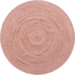 Unique Loom Braided Jute Dhaka Hand Braided Solid Rug Light Pink,  8' 0" x 8' 0"