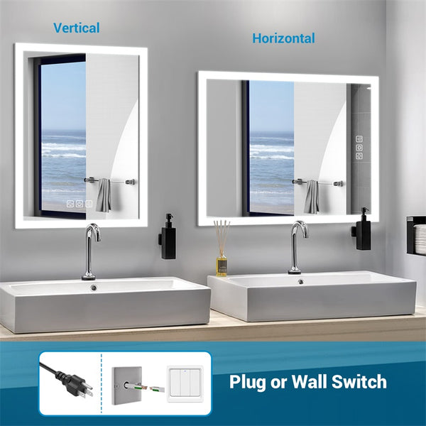 English Elm Bright Led Bathroom Mirror 48" X 36" - Dimmable Lighting, Quick Defog, Hd Reflection, Wall Mounted Elegance T3177P296168