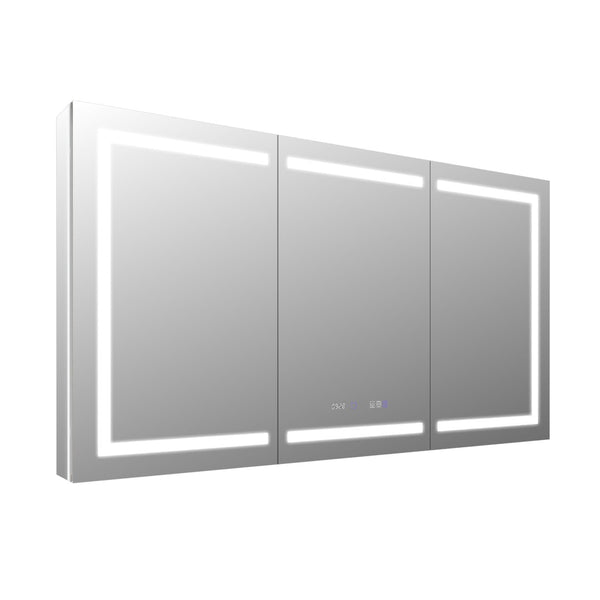 English Elm Smart Led Mirror Cabinet with Anti-fog Dimming Gfci Outlet Bathroom Storage W637P252345