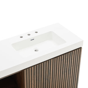 English Elm Galan 72 Inch Double Sink Vanity Fluted Wood Quartz Top Freestanding Bathroom Cabinet Walnut Brown W1865S00228