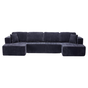 English Elm U Shape Modular Sectional Sofa Corduroy Upholstered Minimalist Living Room Couch W1919S00018