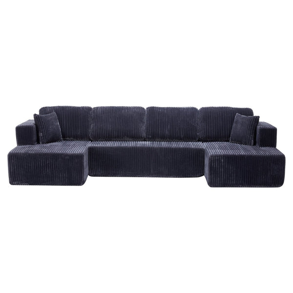 English Elm U Shape Modular Sectional Sofa Corduroy Upholstered Minimalist Living Room Couch W1919S00018