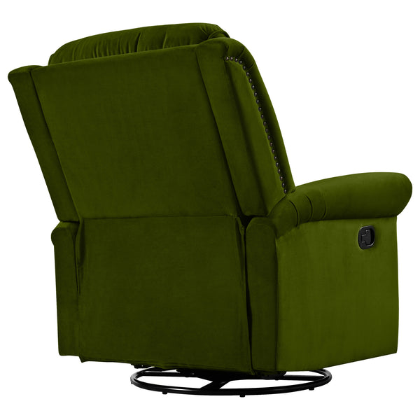 English Elm Christopher Knight Home® - 360° Swivel Recliner Plush Velvet Manual Rocker with Infinite Recline Support for Living Room Comfort Green N763P202666E