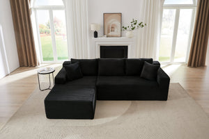 English Elm L-Shaped Modular Cloud Sectional Sofa - Instant Comfort, Durable Corduroy Sleeper For Any Room W2339P294921