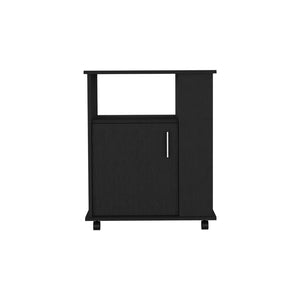 English Elm Kit Mobile Microwave Cabinet with Single Door, Three Side Shelves and Spacious Top for Kitchen Storage Black 30.3 L x 24.8 W x 6.3 H B20091950