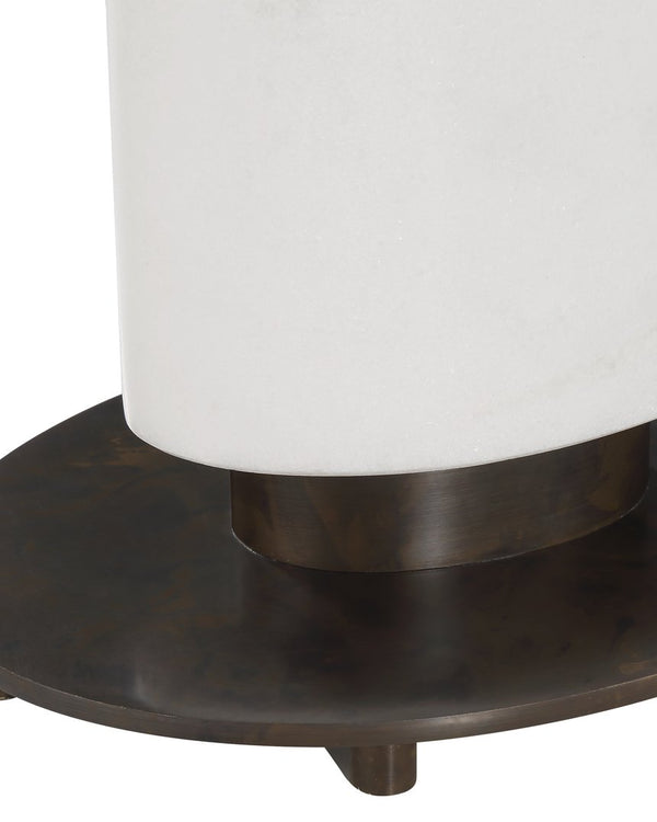Currey & Company Stanhope White Table Lamp - Elegant Marble Design With Sculptural Shade & Striking Black Base White Marble ,Metal 6000-1029-currey-company