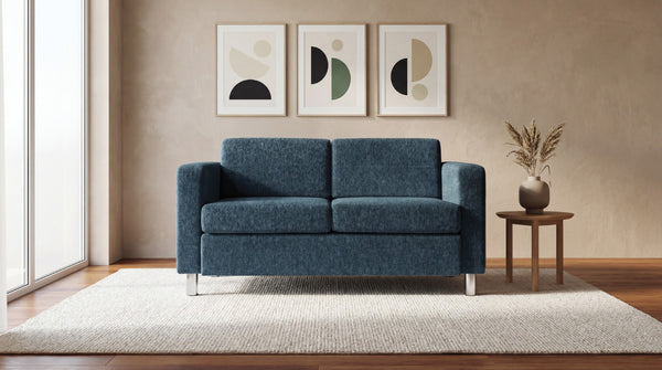 OSP Home Furnishings Pacific Contemporary Loveseat with Chrome Barrel Legs for Modern Apartment Living PAC52-S76