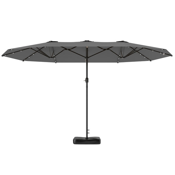 English Elm Outsunny Solar Led Patio Umbrella with Dual Canopy Vented Design and Sand Base W2225P485584