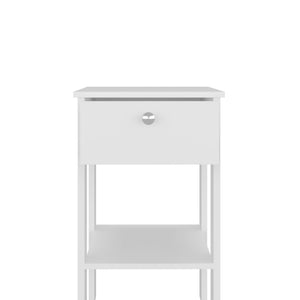 English Elm White Modern 1-Drawer Nightstand with Open Shelf, Compact Melamine Bedside Storage for Small Rooms (27.6"H) B062P380073