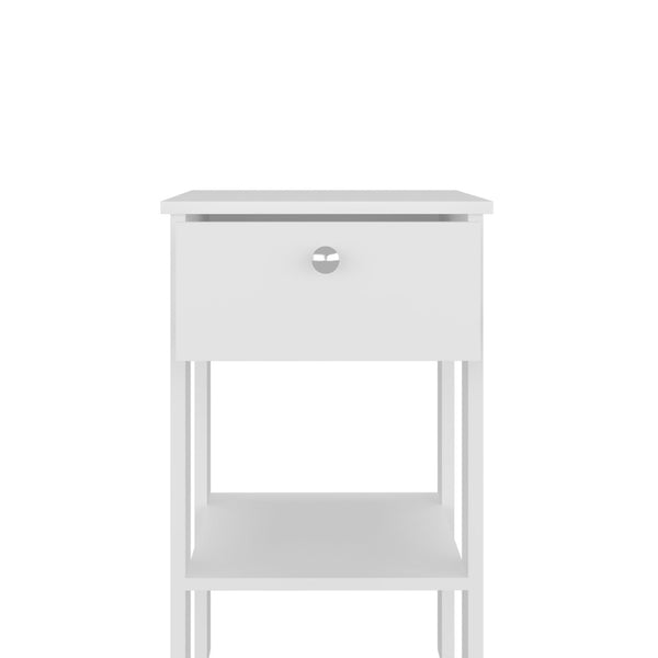 English Elm White Modern 1-Drawer Nightstand with Open Shelf, Compact Melamine Bedside Storage for Small Rooms (27.6"H) B062P380073