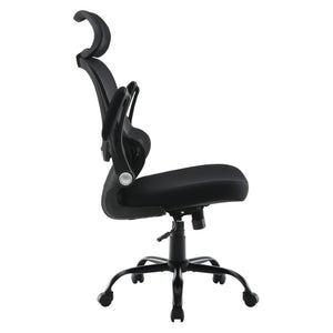 OSP Home Furnishings Black Mesh Back Manager Chair with Lumbar Support Padded Seat and Flip up Armrests EM60946HR-3