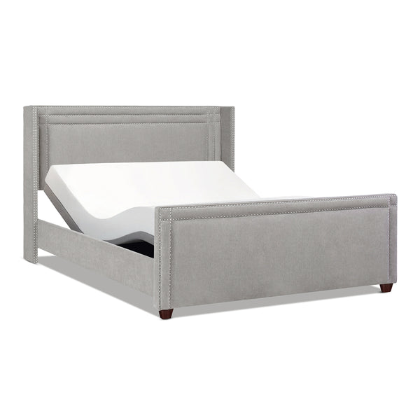 English Elm Jennifer Taylor Home - Elle Wingback Upholstered King Bed in Silver Grey Polyester — Handcrafted Hardwood Frame, Nailhead Trim, Luxurious Support B2719P245936