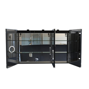 English Elm 47 Inch Matte Black Aluminum Medicine Cabinet with Led Lighting and Mirrored Interior T3785P491990