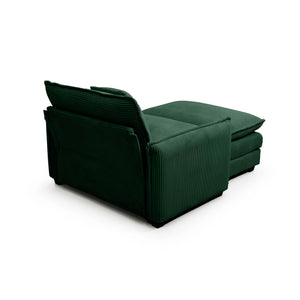 English Elm Single Deep Seat Sofa with Footstool and Pillow in Plush Corduroy, Retro Chic Comfort for Living Spaces Green W714S00698