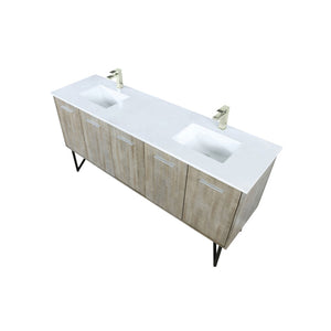 English Elm Rustic Acacia 72-Inch Double Bath Vanity With Cultured Marble Top & Brushed Nickel Faucet Set B2731P259710-GIGA
