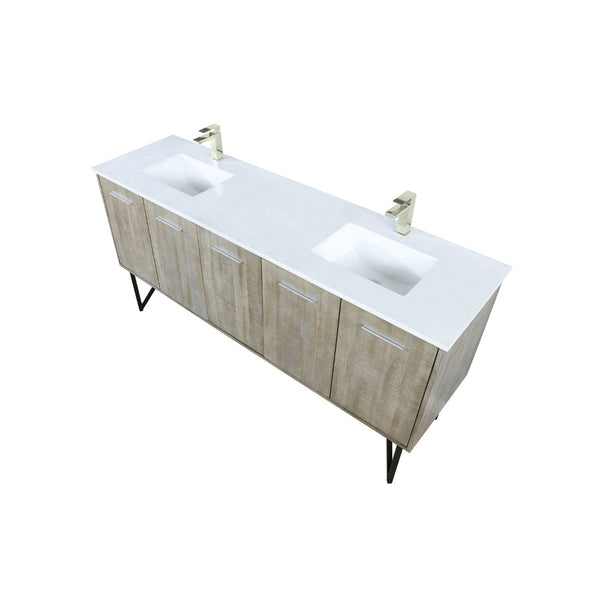 English Elm Rustic Acacia 72-Inch Double Bath Vanity With Cultured Marble Top & Brushed Nickel Faucet Set B2731P259710-GIGA