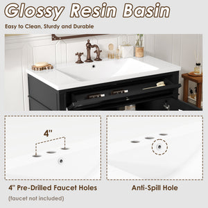 English Elm 36'' Modern Bathroom Vanity With Resin Sink, Storage Cabinet & Tip-Out Drawer For Stylish Organization SW000119AAB-2