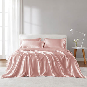 English Elm 4 Luxury Satin Twin Sheet Set - 100% Polyester, Soft Smooth 90g Finish, Deep Pocket Fit & Breathable Comfort Blush 11.81 L x 9.84 W x 3.15 H B035P319694