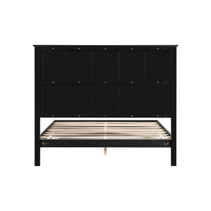 English Elm Stylish Queen Bed Frame Vertical Slat Headboard Solid Wood Contemporary Bedroom Black N770PQ369236B