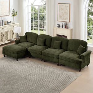 English Elm Classic Modular L-Shaped Sectional Couch In Soft Chenille - Elegant, Versatile Design With Ottoman W3041S00272