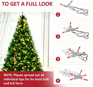English Elm Christmas Tree Pre-lit 7 Foot Artificial Douglas Fir with 700 Warm Led Bulbs T3971P419214