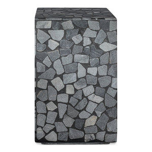 English Elm Kiri Outdoor Accent Table Handcrafted Concrete Marble Plinth for Patio or Terrace B2769P498426