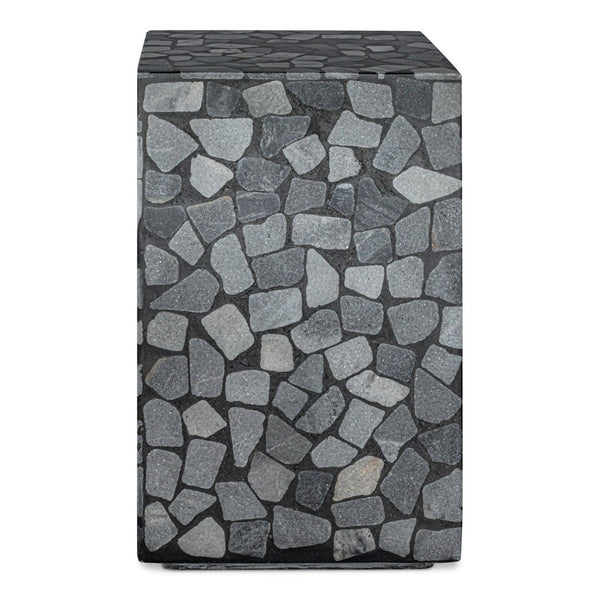 English Elm Kiri Outdoor Accent Table Handcrafted Concrete Marble Plinth for Patio or Terrace B2769P498426