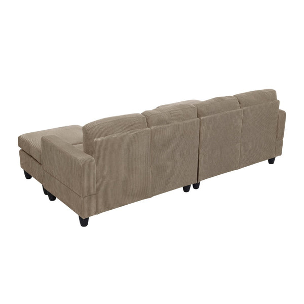 English Elm Savannah Corduroy Modular Sectional with Matching Ottoman for Contemporary Living Rooms Camel B343S00047