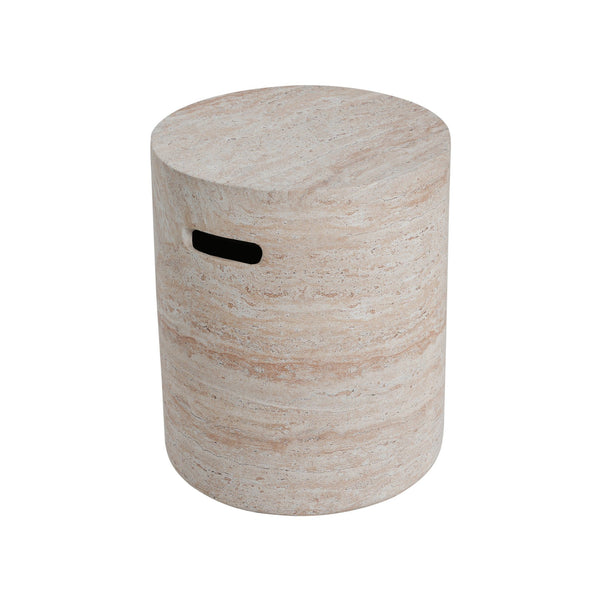 English Elm Christopher Knight Home® - Outdoor/Indoor Lightweight Concrete Side Table With Travertine Finish & Integrated Side Handle N773P253800Z