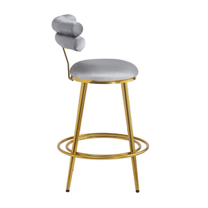 English Elm Christopher Knight Home® - 27.65'' 27.65" Modern Counter Stools Set of 2 with Luxurious Velvet Upholstery, Ergonomic Curved Back, Iron Frame & Footrest Dark Gray N780P194940G