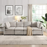 English Elm 103" Sectional Sofa Couch Sofa Bed U-Shaped Sofa With Two Movable Ottoman and Three Usb Ports For Living Room, Grey