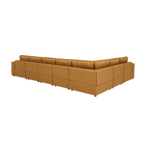 English Elm Large Square Arm Top Grain Leather Modular Sectional for Open Concept Living Rooms Ginger B2748S00132