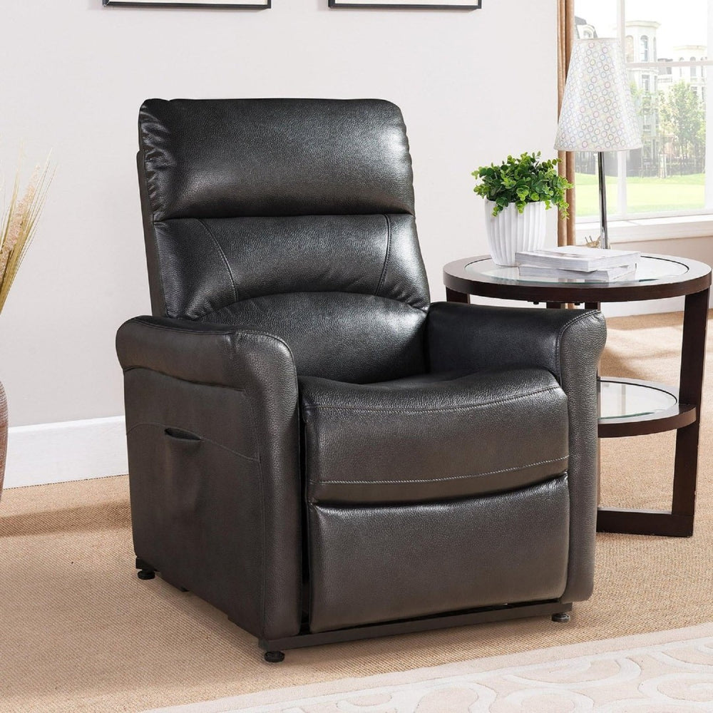 English Elm 1pc Faux Leather Power Lift Recliner with Massage and Full Chaise Pad for Living Rooms B011P205578