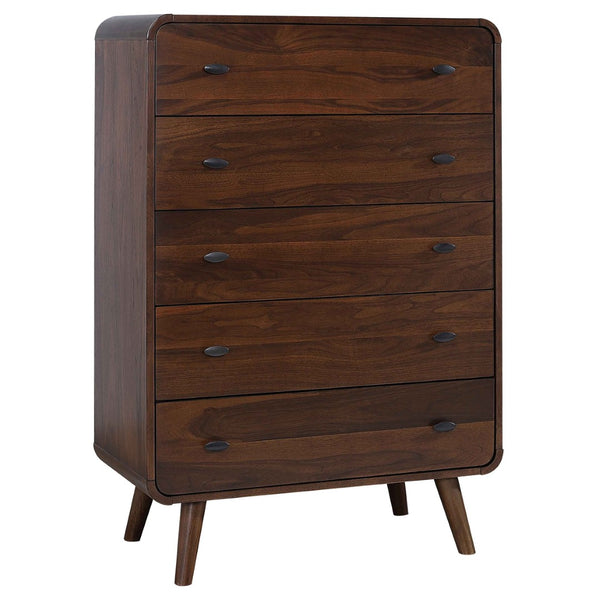 English Elm Warwick Queen Bedroom Set with Leatherette Headboard in Modern Cocoa Finish B062S00729