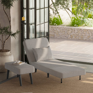 English Elm 3 Foldable Linen Chaise Lounge with Adjustable Backrest Footrest Detachable Pillow Convertible Sofa Bed for Small Spaces Beige 50.59 L x 27.76 W x 11.22 H W1716P280541