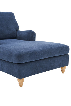 English Elm Modern Mid-Century Oversized Chaise Lounger Sofa Bed with Solid Wood Legs, Deep Seat Comfort Sleeper Blue W2363S00067
