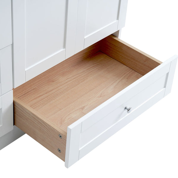 English Elm 36 Inch Shaker Bathroom Vanity with Resin Sink Four Soft Close Drawers Mdf Cabinet White N729P000028K
