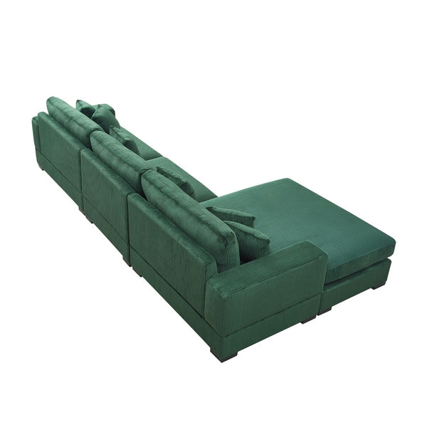 English Elm 148.03'' Mid Century Modern 4 Seat Sectional Sofa with Reversible Chaise for Living Room Green W876S00330