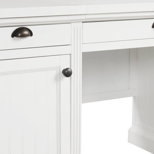 English Elm 67''Modern Executive Desk with 3 Drawers & 2 Cabinets, Spacious White MDF Workstation with Adjustable Shelves and Chic Vertical Edge Design for Home Office N751S211942K