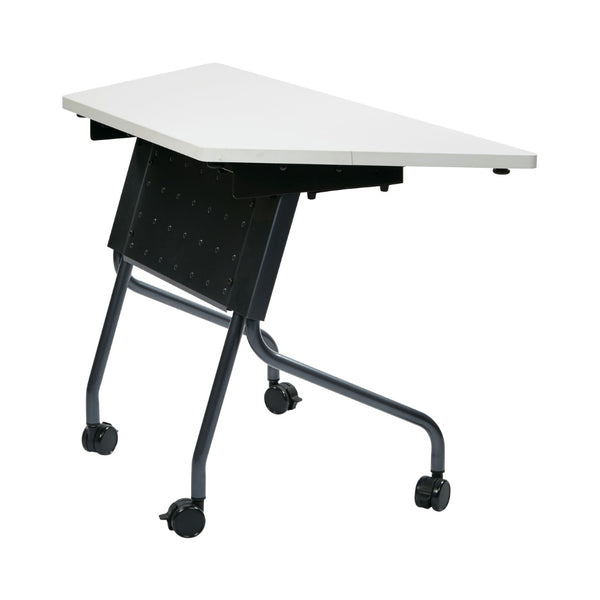 OSP Home Furnishings 46.5" Trapezoid Folding Table with Laminate Top for Classrooms and Event Spaces W/Grey 842PZ24TG