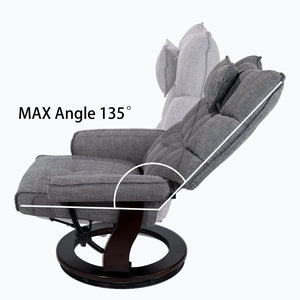 English Elm 8-point Massage Recliner with Heat Ottoman Chenille Swivel Lounge Chair W1622S00002