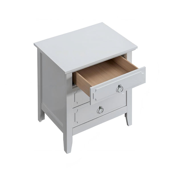 English Elm Hammond 3-Drawer Nightstand White — Fully Assembled Wood Bedside with Polished Nickel Hardware, Removable Handles, Smooth Dovetailed Drawers and Safety Stops B078P408783