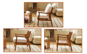English Elm Cute Fabric Armchair Solid Wood Frame Compact Upholstered Seat for Bedroom or Apartment White W2105P420762