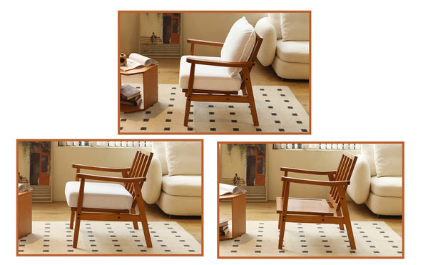 English Elm Cute Fabric Armchair Solid Wood Frame Compact Upholstered Seat for Bedroom or Apartment White W2105P420762