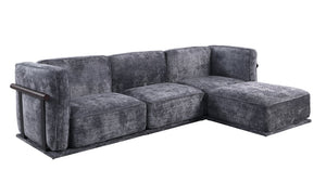 English Elm 102 Inch Linen Modular Sectional Sofa with Hidden Storage and Cloud Cushion Comfort Dark Gray W1099S00189