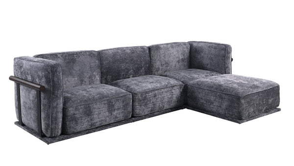 English Elm 102 Inch Linen Modular Sectional Sofa with Hidden Storage and Cloud Cushion Comfort Dark Gray W1099S00189
