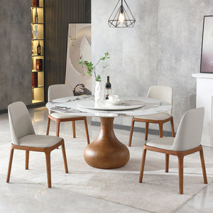 English Elm Modern Marble Dining Table - 59" Round Sintered Stone With Lazy Susan, Perfect For Small Spaces! W2699S00007