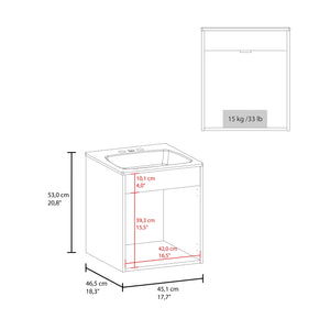 English Elm Bathroom Vanity Meka 45 Wall-Mounted White MDF with Two Drawers & Open Shelf for Compact Baths B070P316859